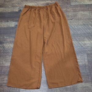 Women's Wide-Leg Brown Dress Pants Size 3X Office Workwear Business Casual